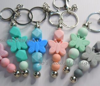 Butterfly Silicone Bead Keyring