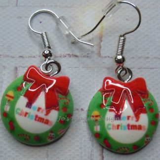 Novelty Earrings, Resin Christmas Wreath