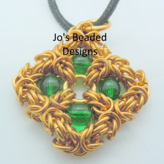 Copper and Green Chainmaille Pendant