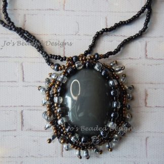 Grey Woven Cabochon Necklace